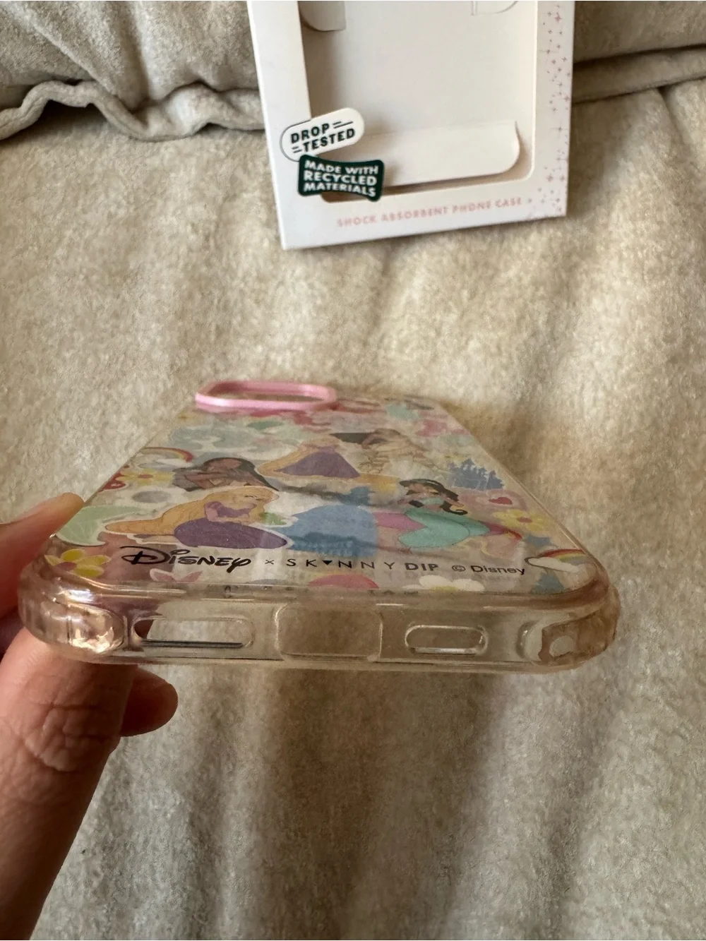 Disney Pink Accented Clear Case with Rainbow Princess Stickers